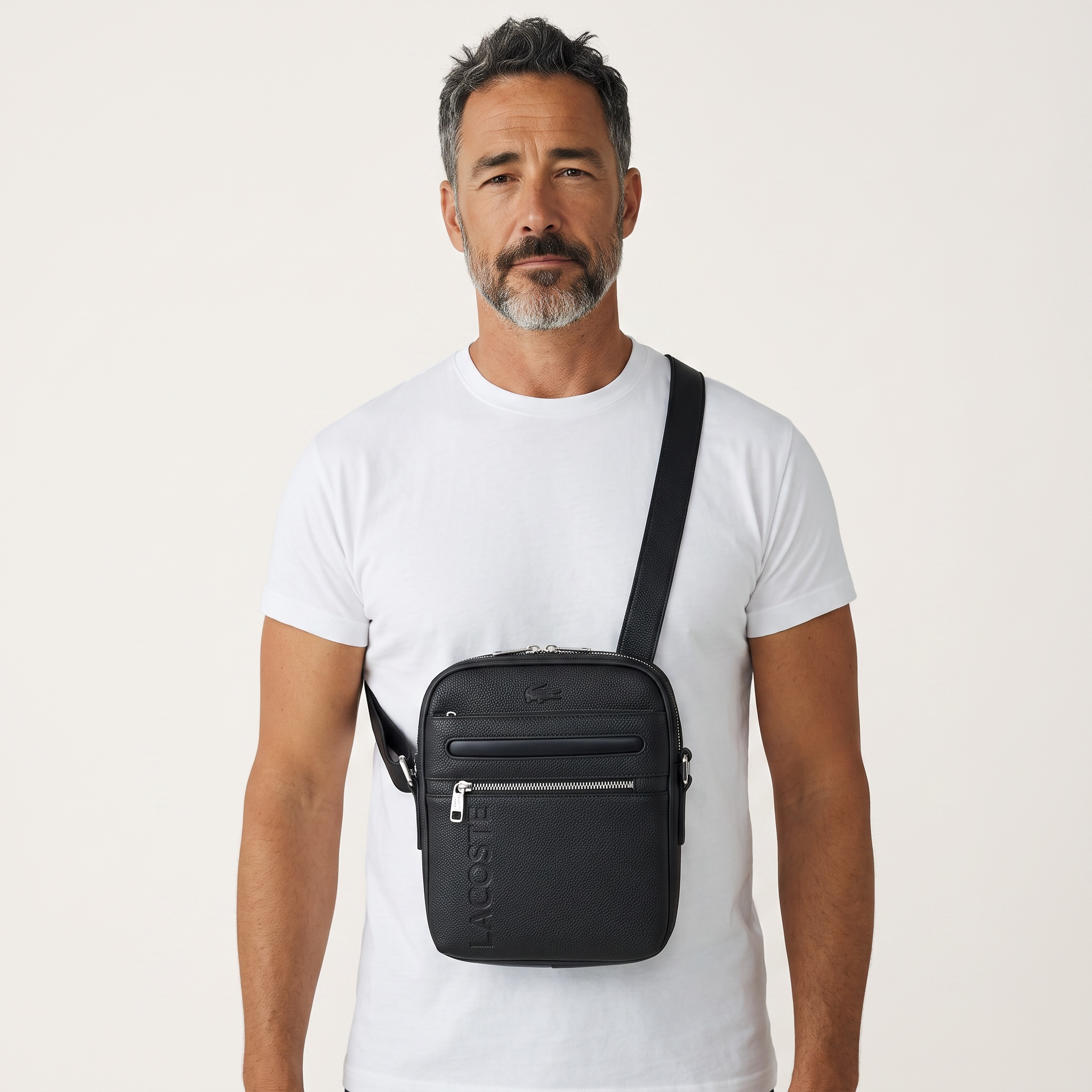 Lacoste Urban Black Crossbody Bag 🐊✨ Premium Everyday Messenger