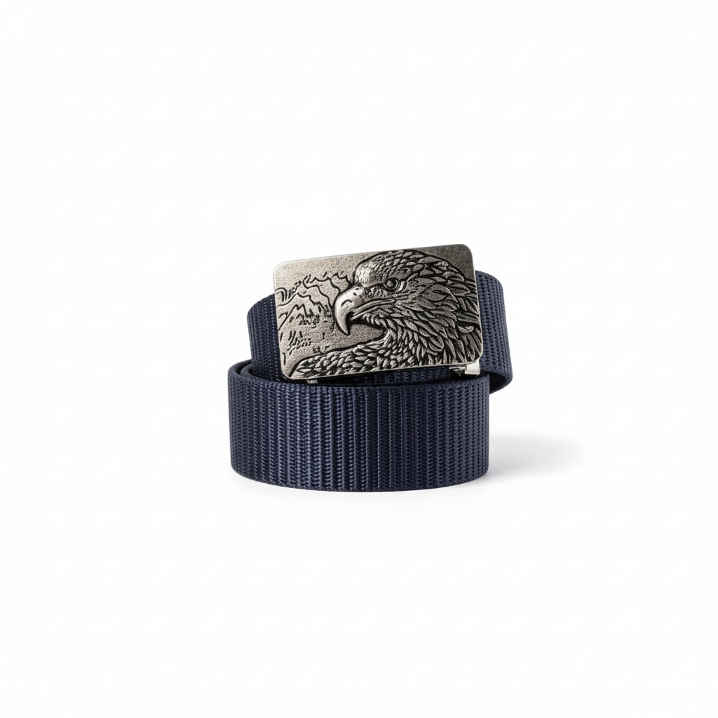 🦅 Navy Blue Tactical Belt – 125cm | Eagle Engraved Heritage Buckle