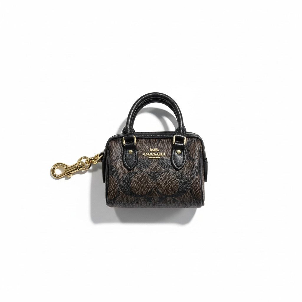 🤎 Coach Mini Signature Brown Bag Charm – Classic Elegance in Miniature Form ✨
