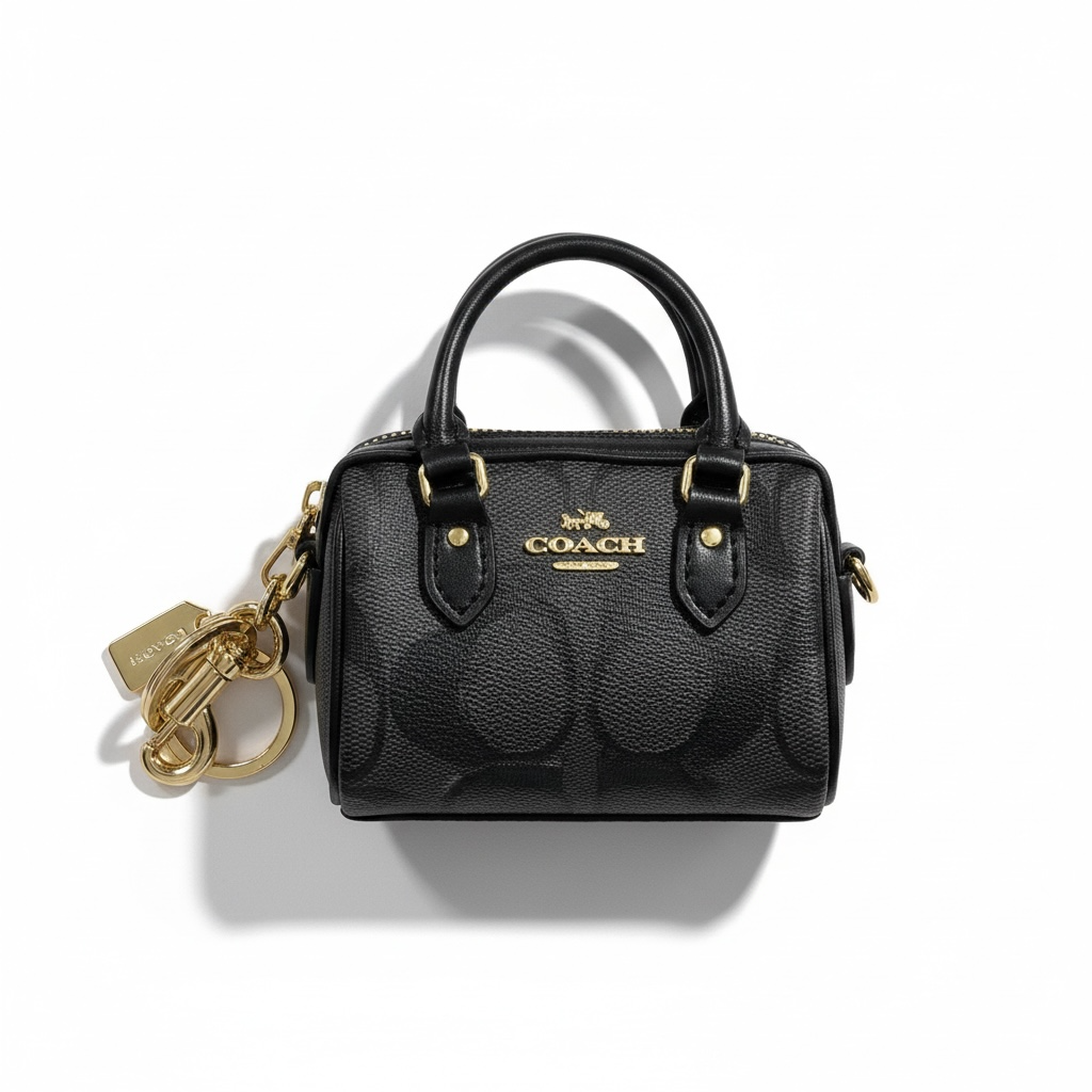 🖤 Coach Mini Signature Black Bag Charm – Iconic Elegance in Every Detail ✨