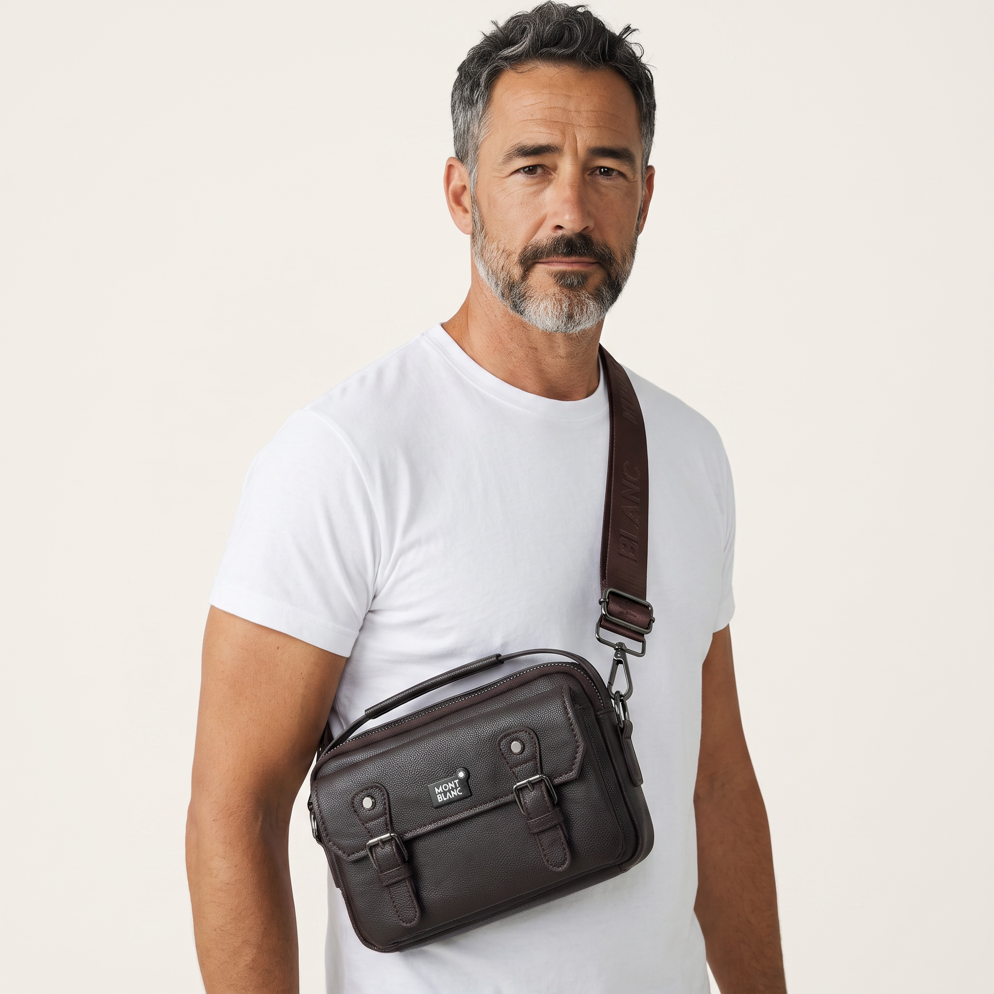 🖤 Montblanc Black Luxury Crossbody Pouch – Premium Leather Look
