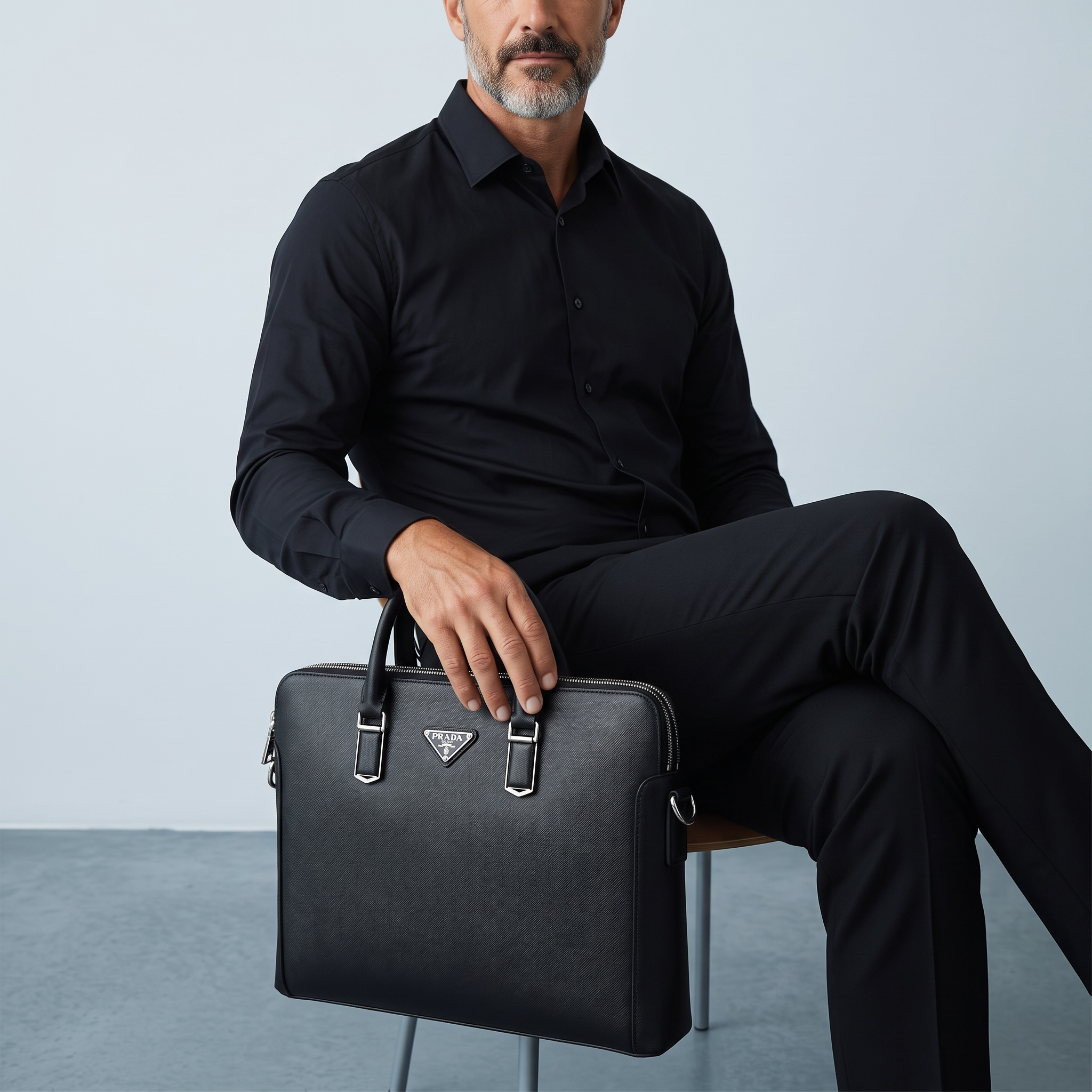 Prada Saffiano Leather Briefcase – Black Luxury Business Bag 💼🖤 | Executive Collection