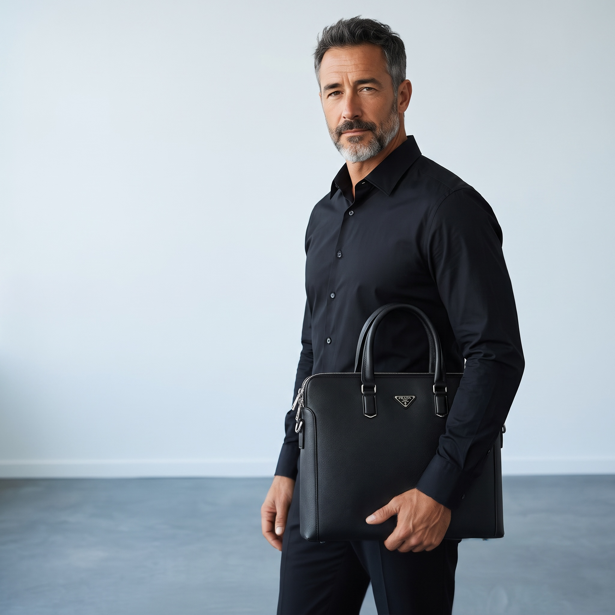 Prada Saffiano Leather Briefcase – Black Luxury Business Bag 💼🖤 | Executive Collection