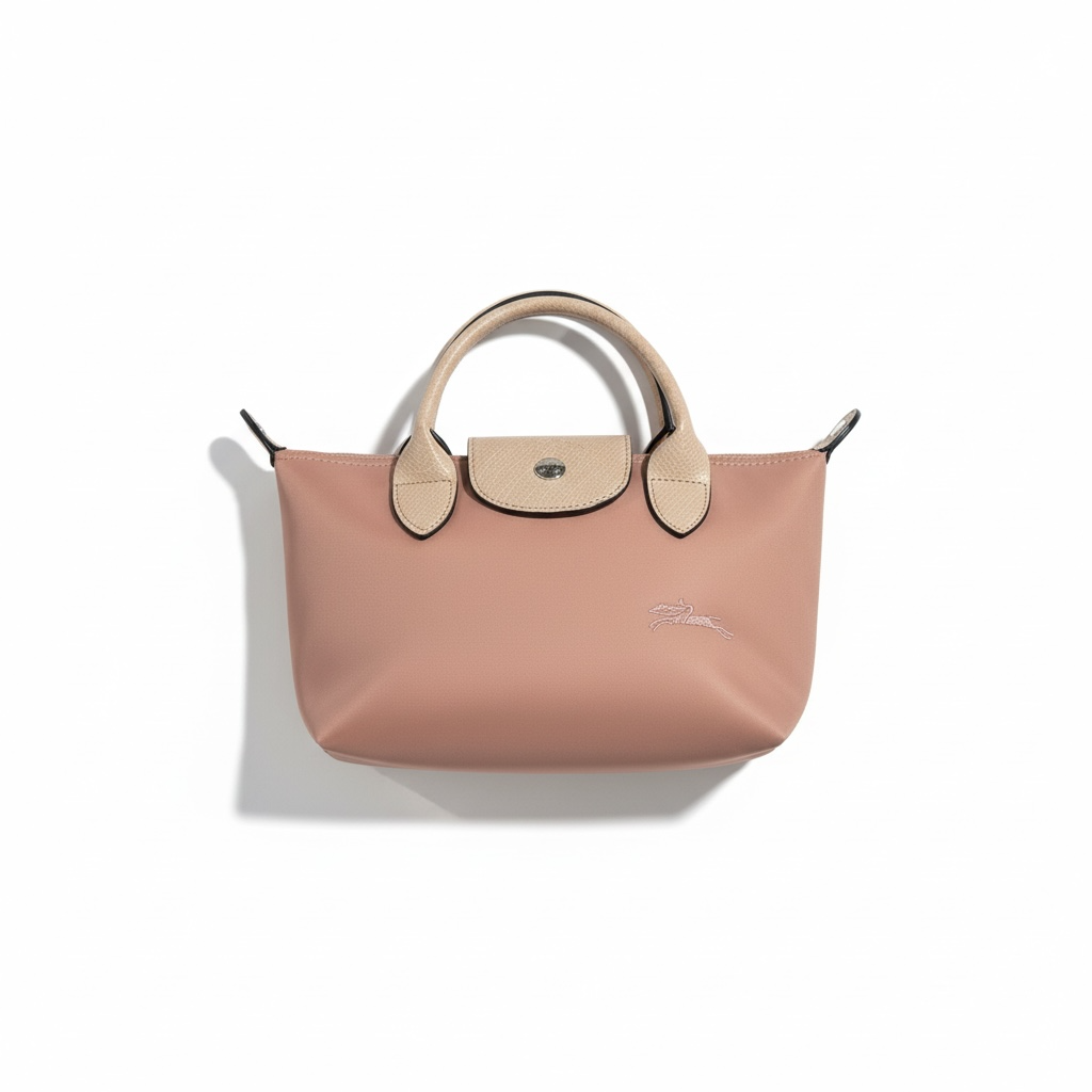 Longchamp Le Pliage Top Handle Bag 🌸 Nude Pink & Beige | Crossbody Strap Included