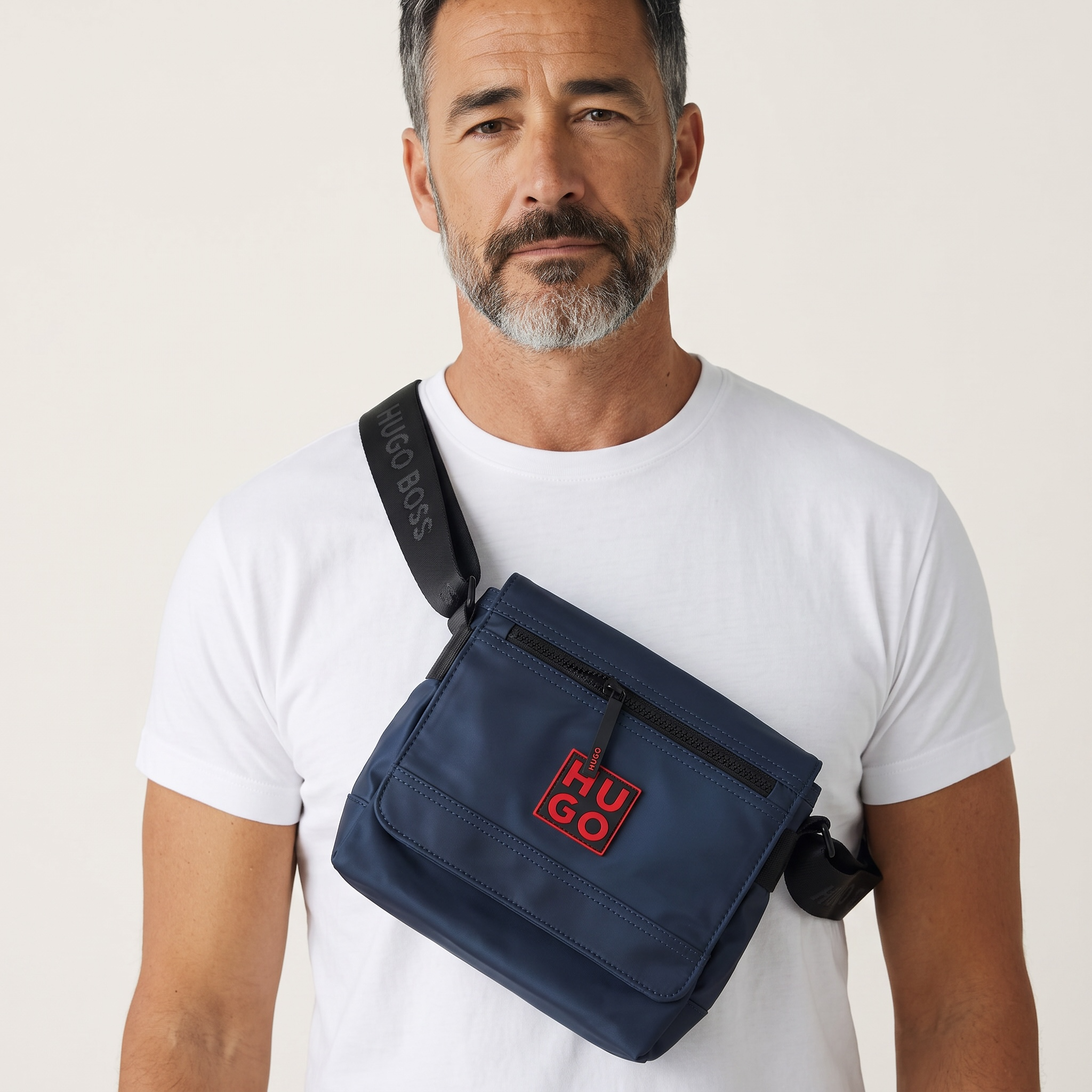 HUGO boss Red Logo Navy Crossbody Bag 🔴🔵 | Sleek Urban Messenger