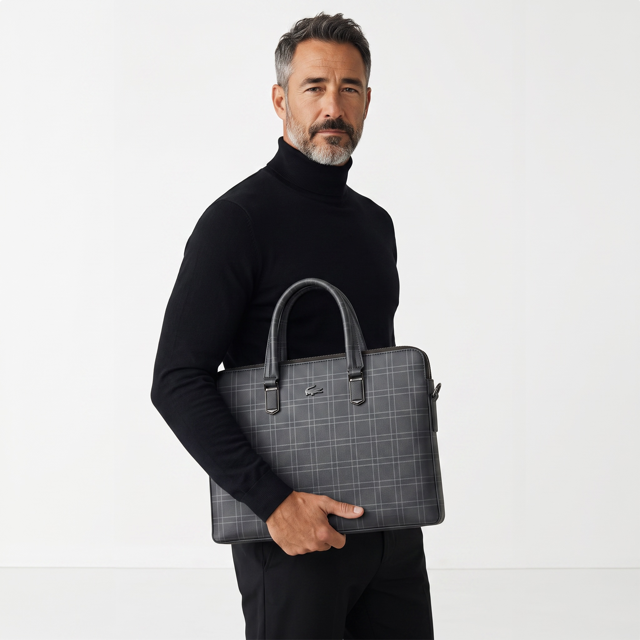 LACOSTE Leather Briefcase 💼🖤 | Sleek Business Essential