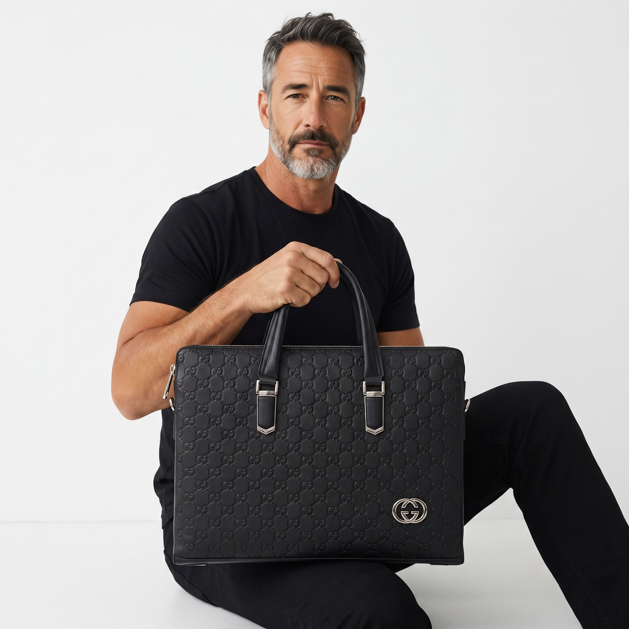 GUCCI GG Embossed Leather Briefcase 💼🖤 | Signature Luxury Edition