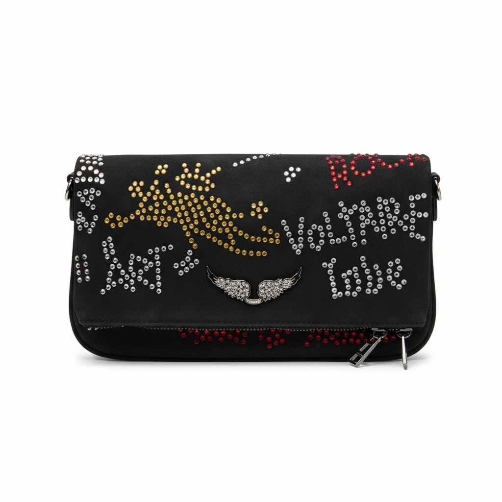 Zadig & Voltaire Studded Wing Clutch – Black Edition 🖤✨