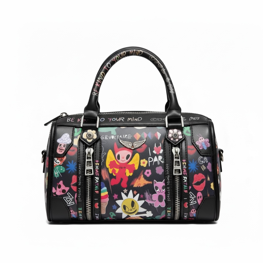 Zadig & Voltaire Graffiti Bowling Bag – Black Edition 🖤🎨