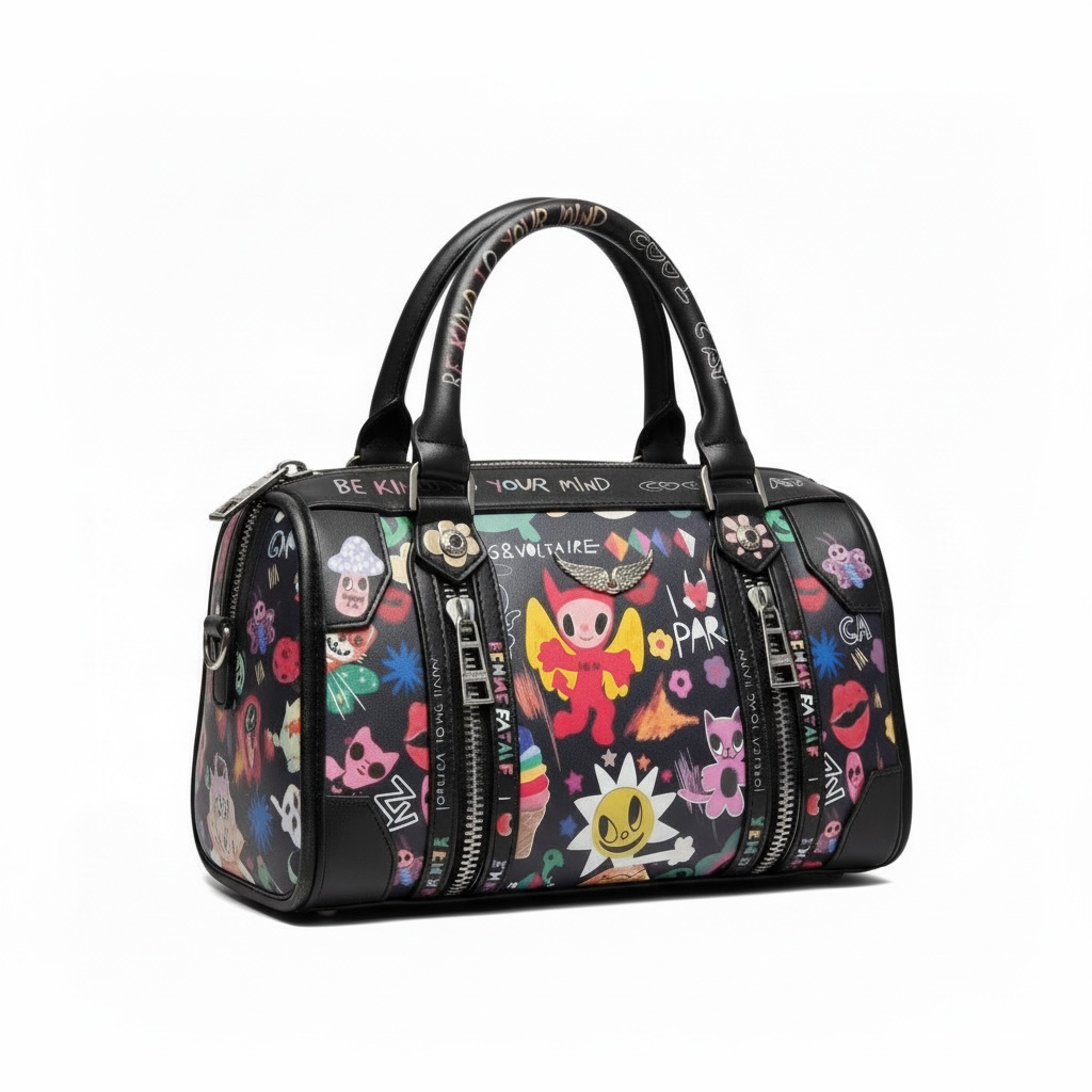 Zadig & Voltaire Graffiti Bowling Bag – Black Edition 🖤🎨