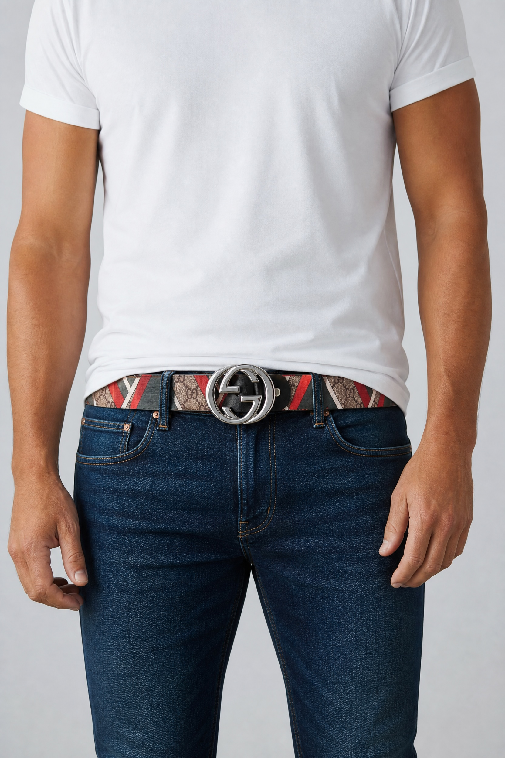 ✨ Gucci Multicolor Pattern Belt 🟥🟩⚪ | Black GG Buckle |