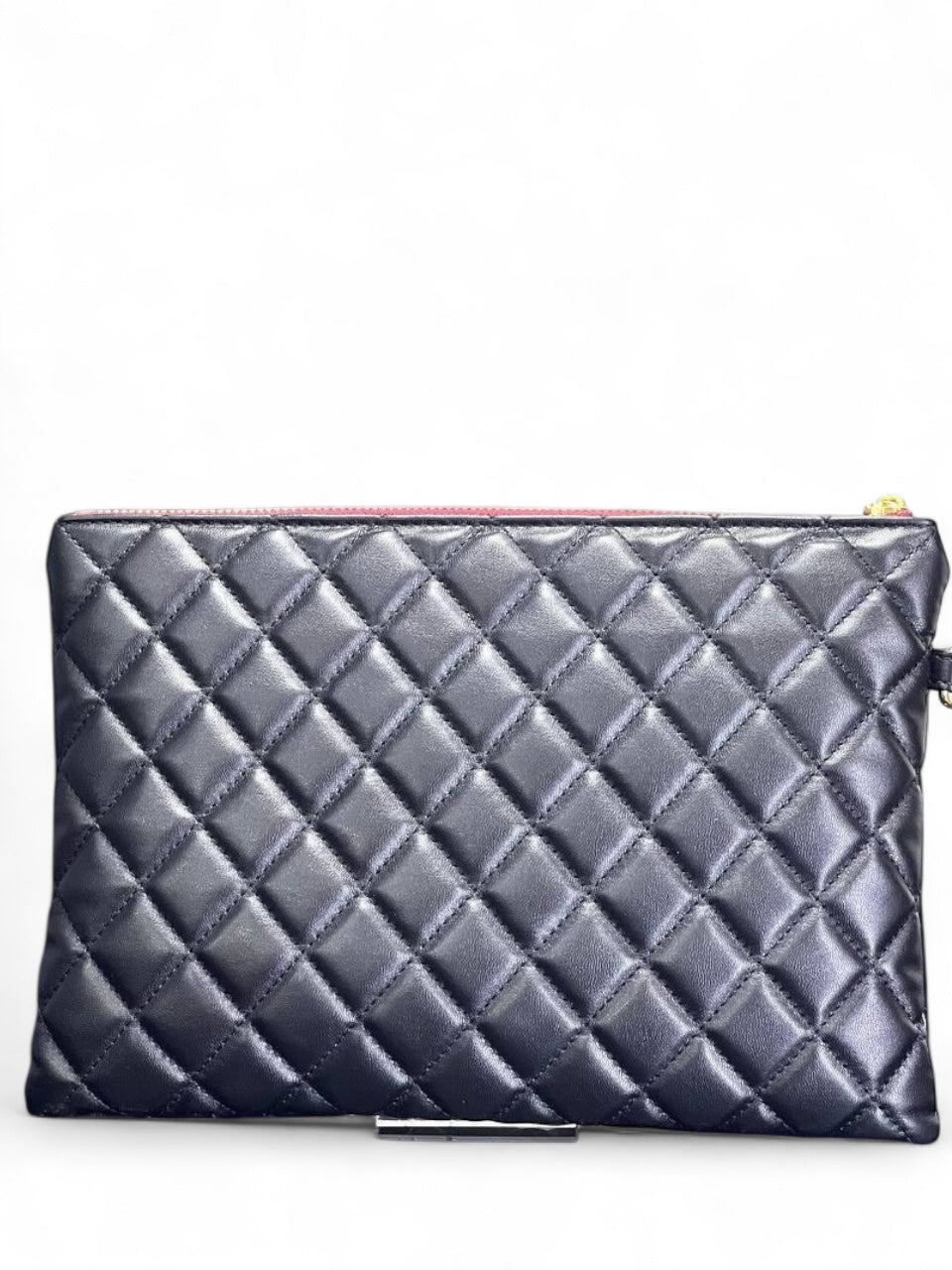 Chanel Quilted Black Lambskin Pouch with Gold-Tone CC Logo