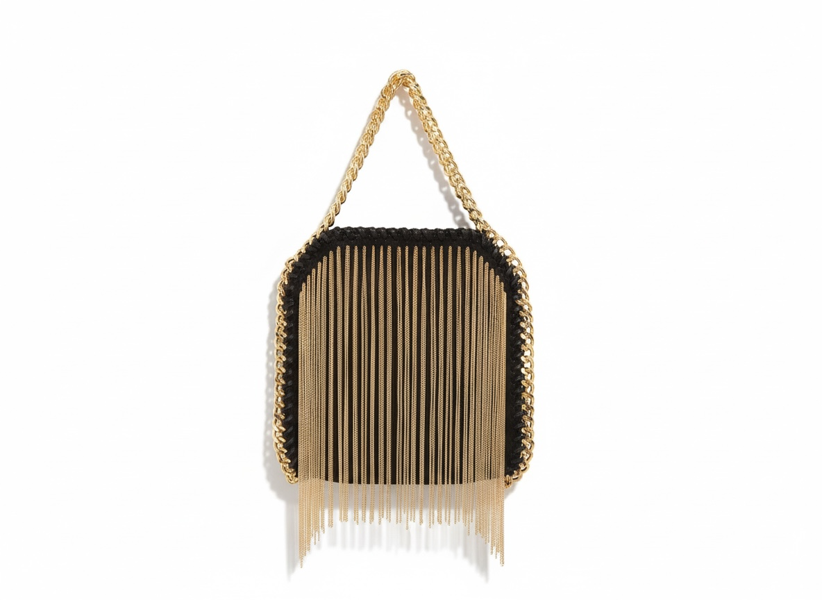 STELLA McCARTNEY Falabella Fringe Bag – Gold Chain Edition ✨🖤