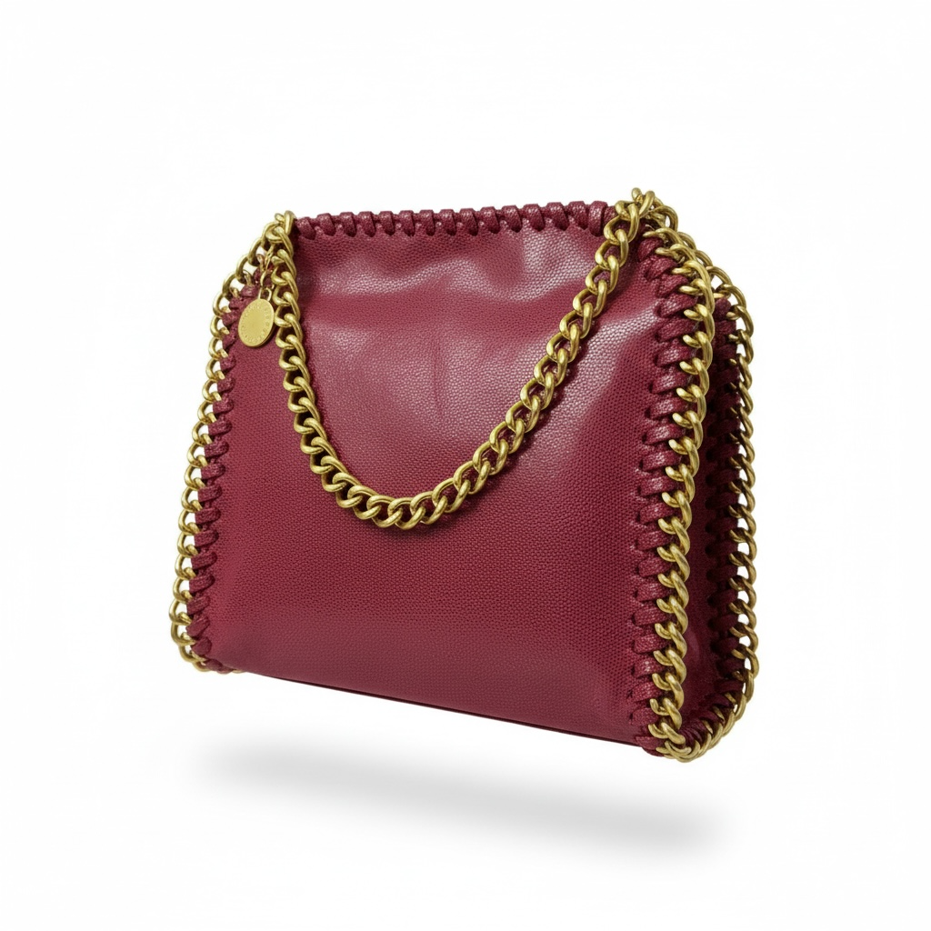 STELLA McCartney Falabella Mini Tote – Burgundy Chain Trim Luxury Bag 🍷✨