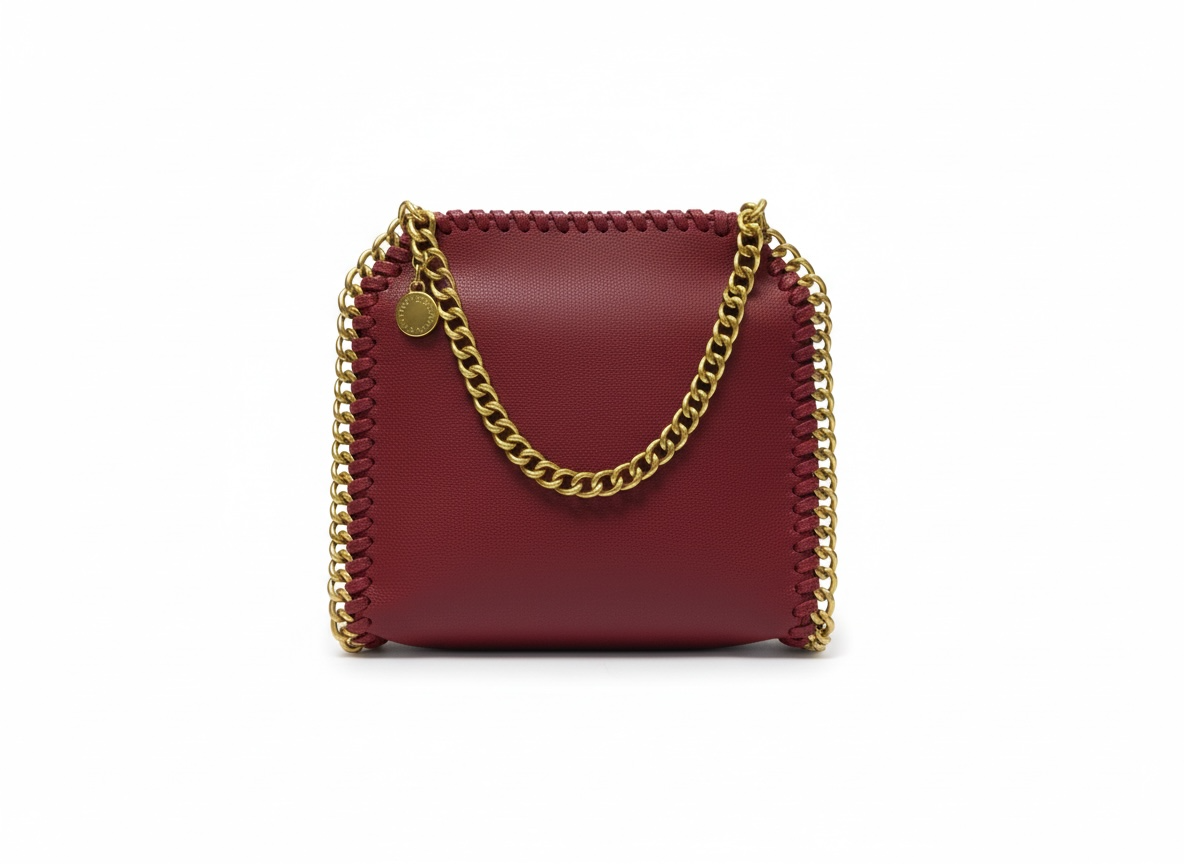 STELLA McCartney Falabella Mini Tote – Burgundy Chain Trim Luxury Bag 🍷✨