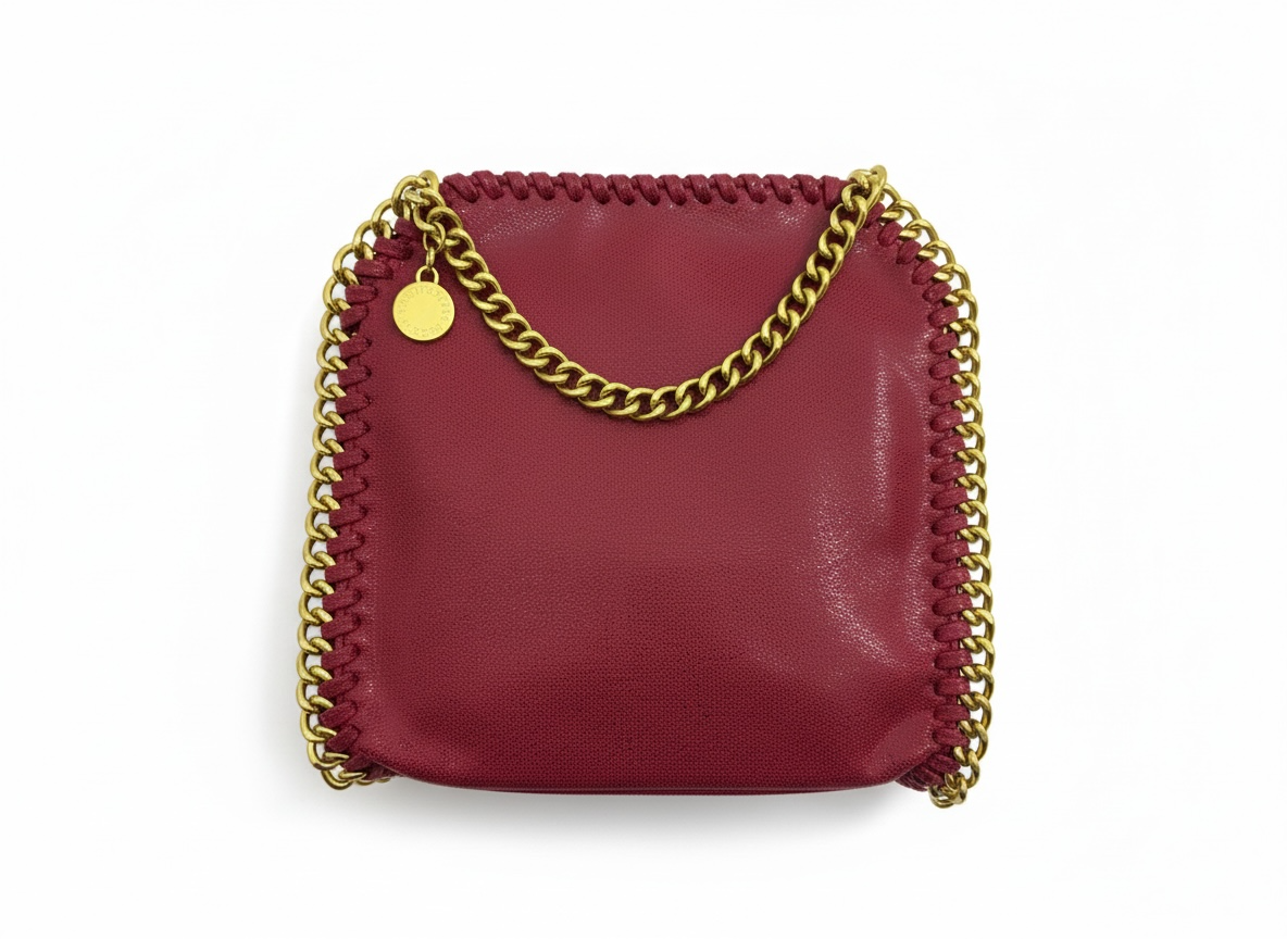 STELLA McCartney Falabella Mini Tote – Burgundy Chain Trim Luxury Bag 🍷✨