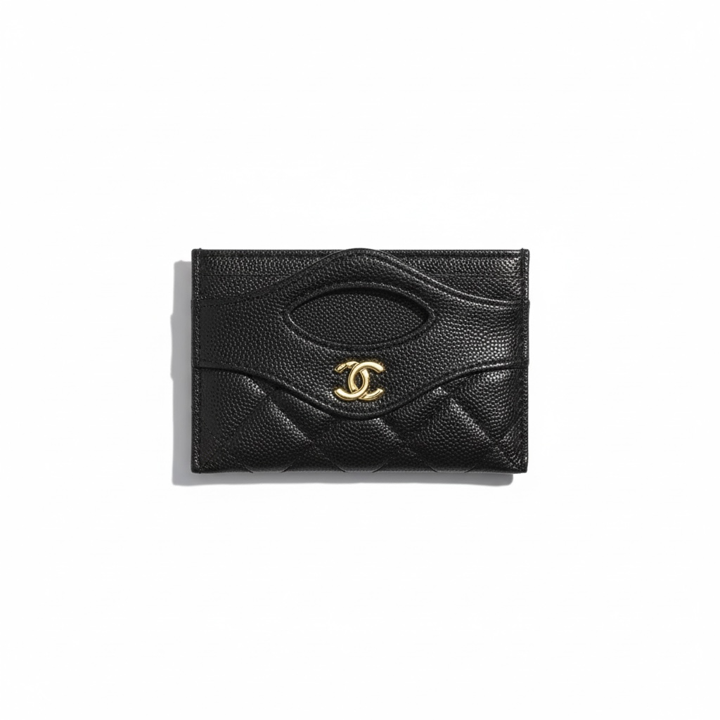 Chanel Black Quilted Card Holder with Gold CC Logo 🖤✨