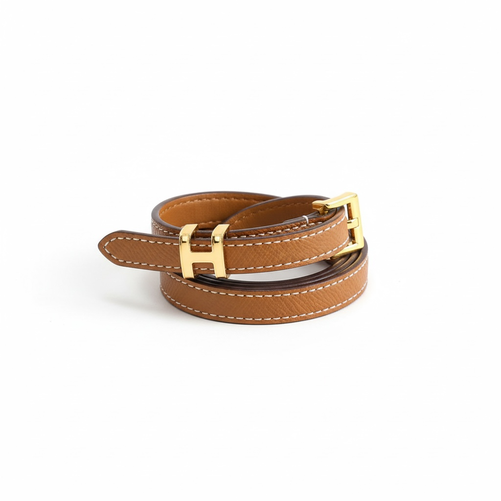 Hermès Double Tour Leather belt – Brown with Gold H Buckle 🤎✨ 95cm