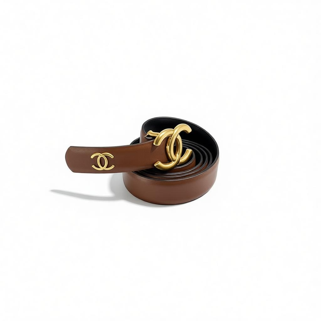 Chanel Brown Leather Belt with Gold CC Logo 🤎✨115cm