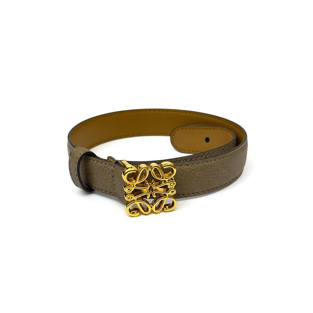 Loewe Beige Leather Belt with Gold Anagram Buckle 🤍✨100cm