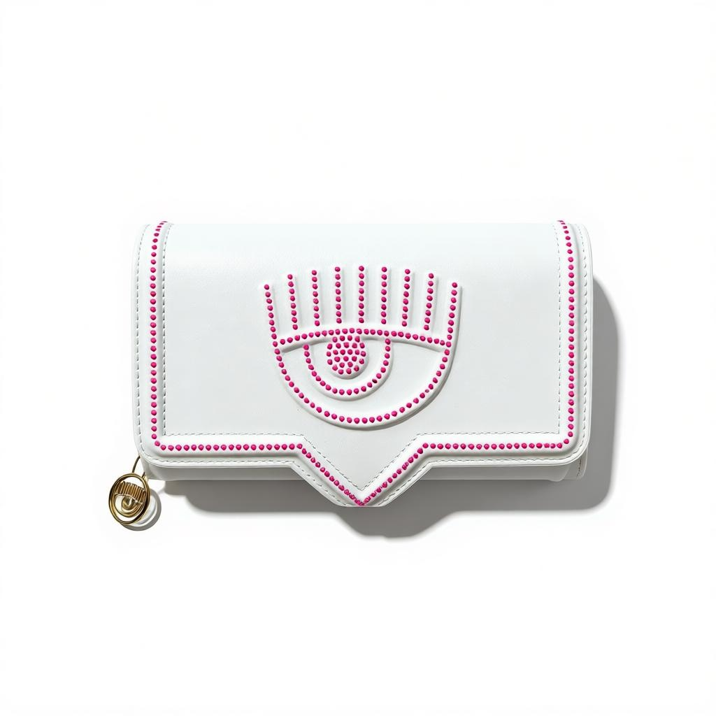 Chiara Ferragni White Eye Icon Wallet – Studded Statement Wallet 🤍👁️✨