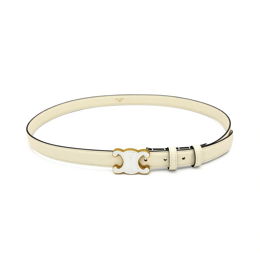 ICONIC CÉLINE TRIOMPHE BELT – PURE ELEGANCE IN LUXURY WHITE ✨🤍100cm