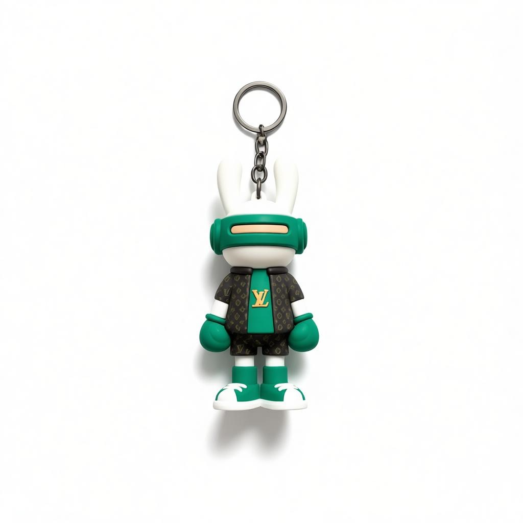 ICONIC LOUIS VUITTON CHARACTER KEYCHAIN – GREEN EDITION STATEMENT ✨🐰💚