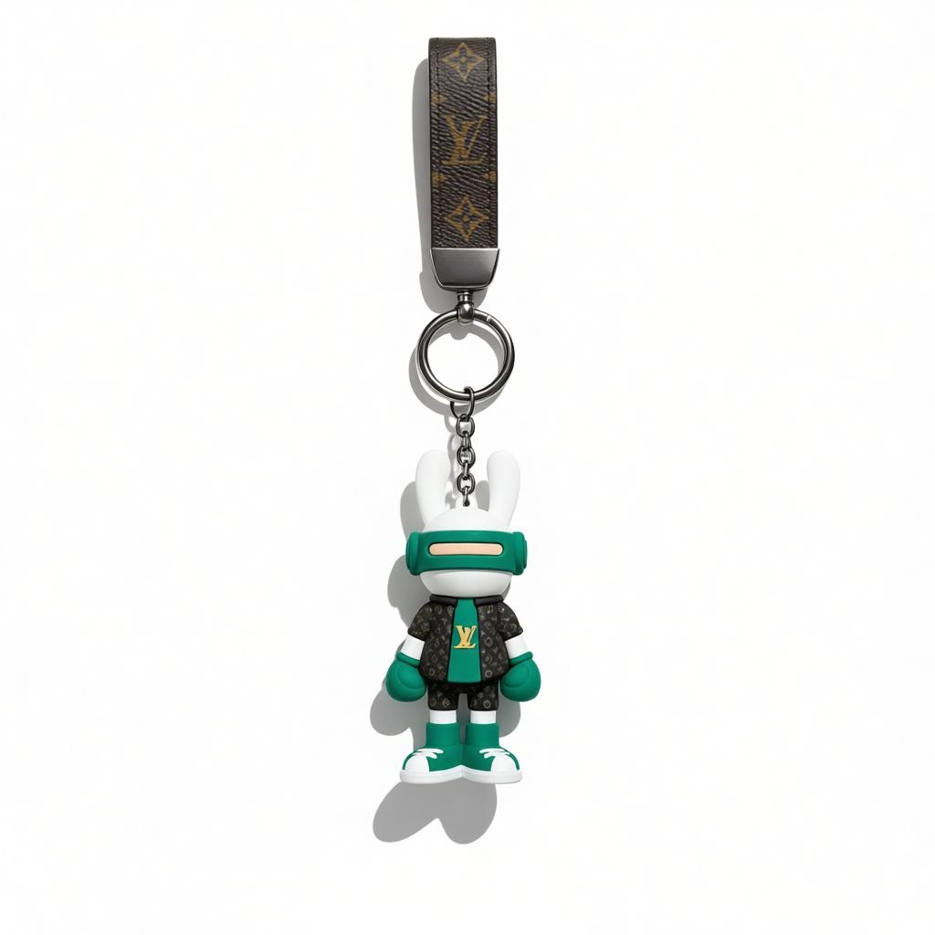 ICONIC LOUIS VUITTON CHARACTER KEYCHAIN – GREEN EDITION STATEMENT ✨🐰💚