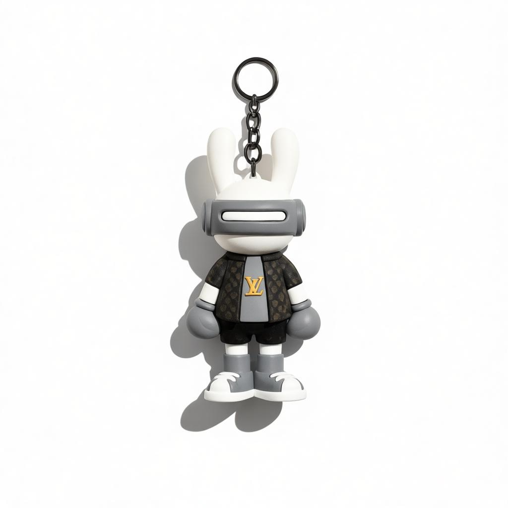 ICONIC LOUIS VUITTON CHARACTER KEYCHAIN – GREY EDITION URBAN LUXURY ✨🐰🩶