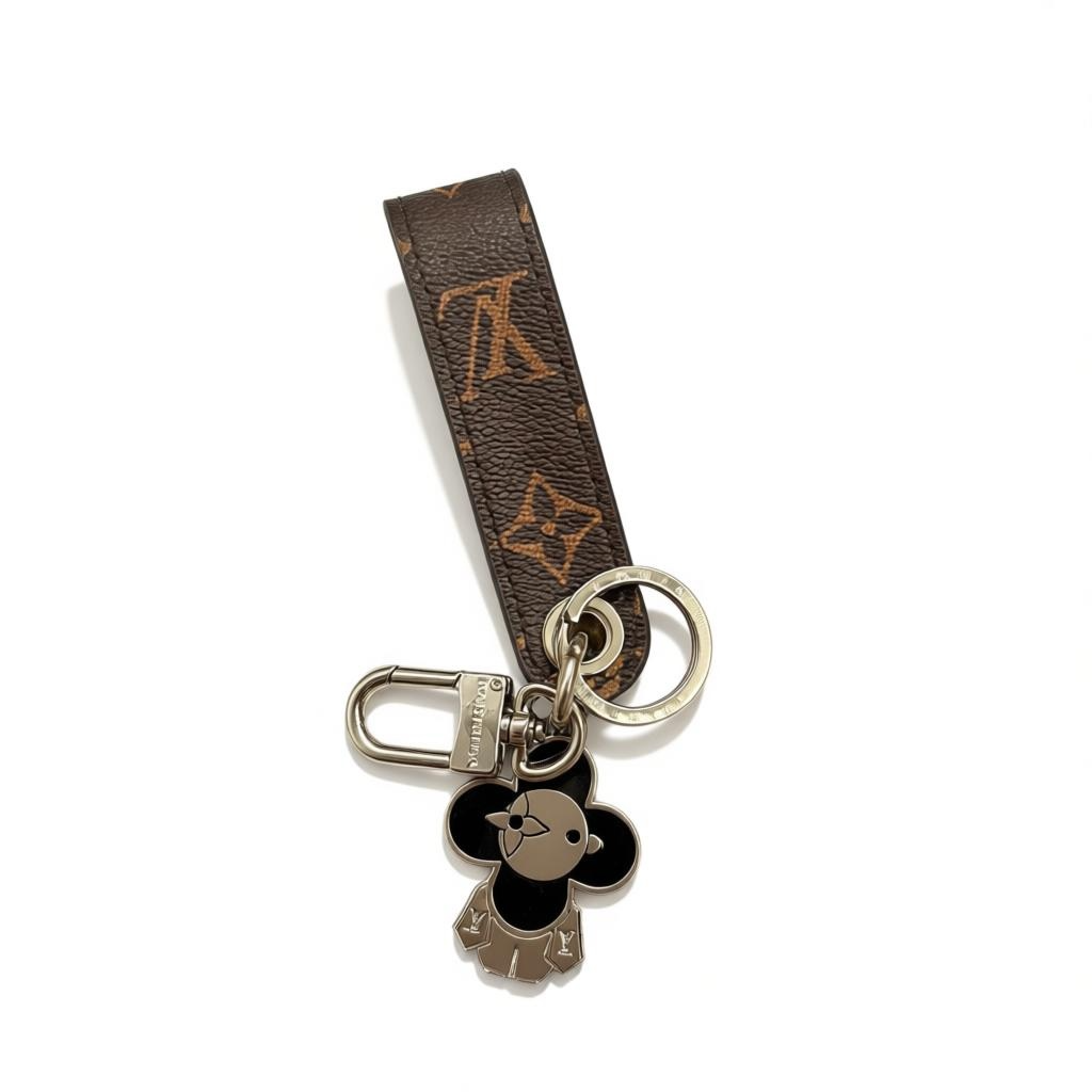 ICONIC LOUIS VUITTON FLOWER KEYCHAIN – BLACK MONOGRAM LUXURY CHARM ✨🖤🌸