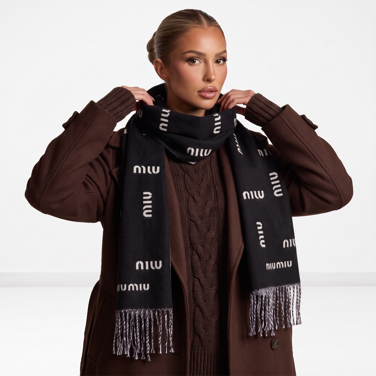 🖤✨🧣 MIU MIU ALL-OVER LOGO SCARF 🧣✨🖤