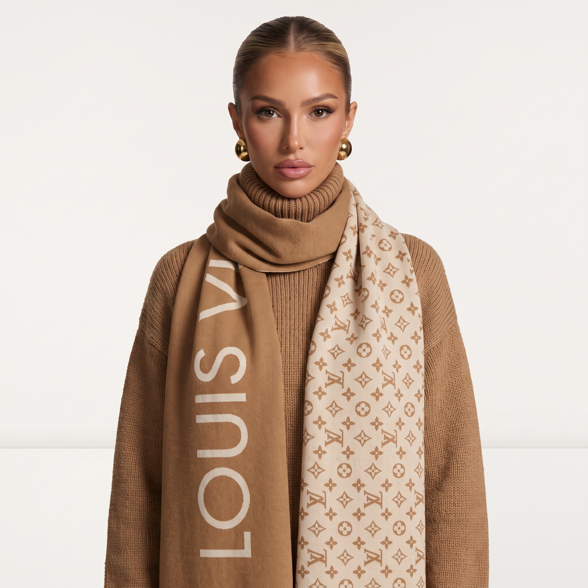🤎 Louis Vuitton Bold Logo Winter Scarf