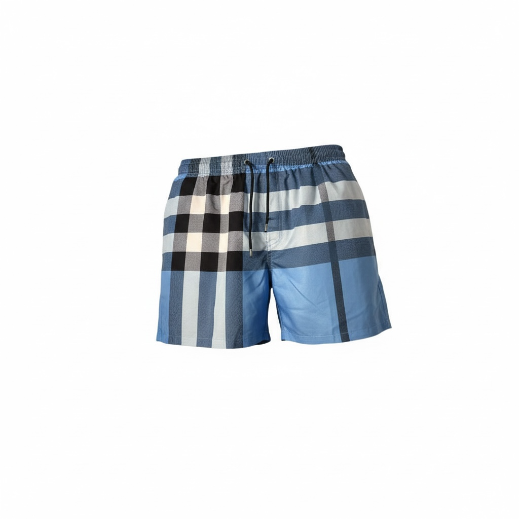 💎 Burberry-Style Blue Checkered Swim Shorts – Summer Elegance 🩳🌊
