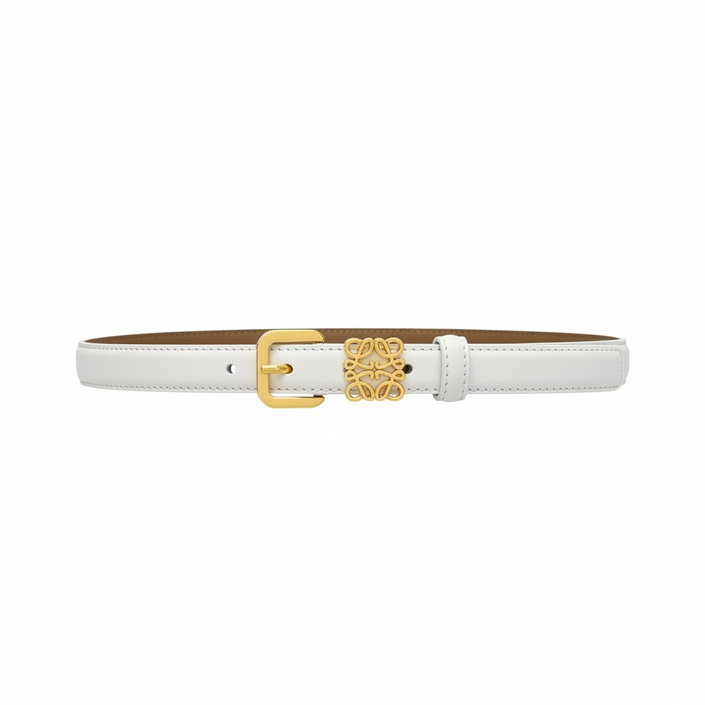 Loewe Anagram Leather Belt – White with Gold Buckle 🤍✨