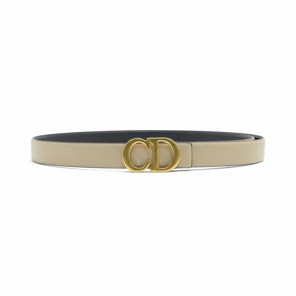 Dior Beige Leather Belt 🤎 | 125cm | Gold CD Buckle + Box