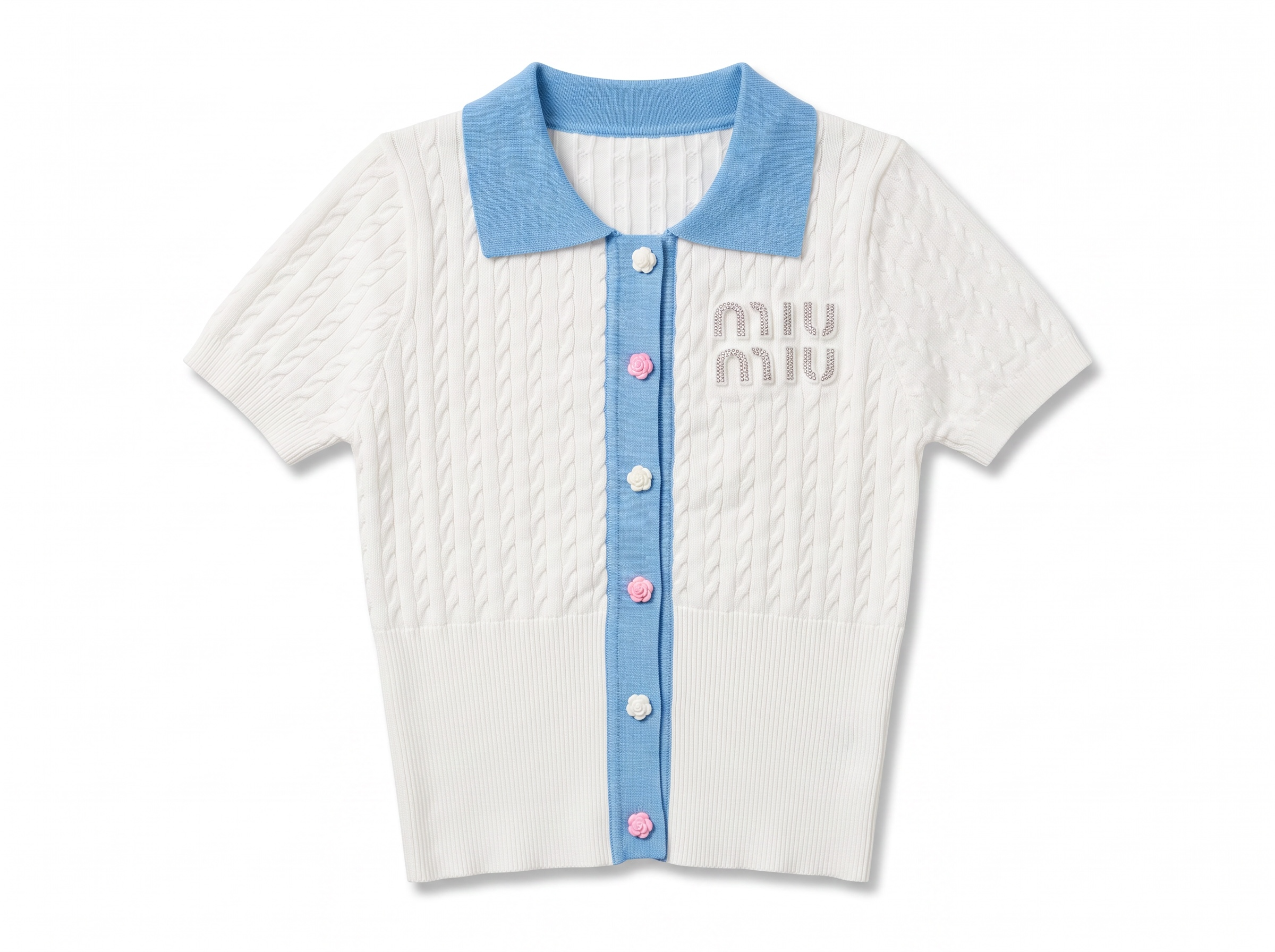 🩵 Miu Miu Cable Knit Polo Top | One Size