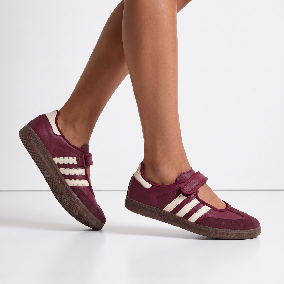 adidas Samba Mary Jane – Maroon Velcro Slip‑On 👟🍷