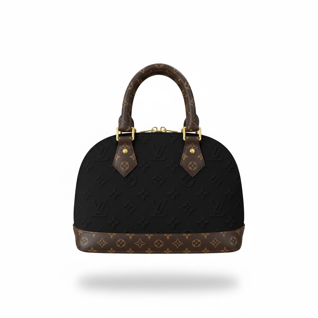 👜✨ Louis Vuitton Alma BB – Black Embossed Monogram Bag ✨🖤