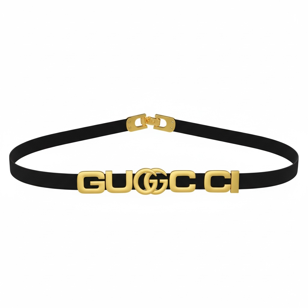 ✨🖤 Gucci Elastic Belt with Gold Logo 🖤✨