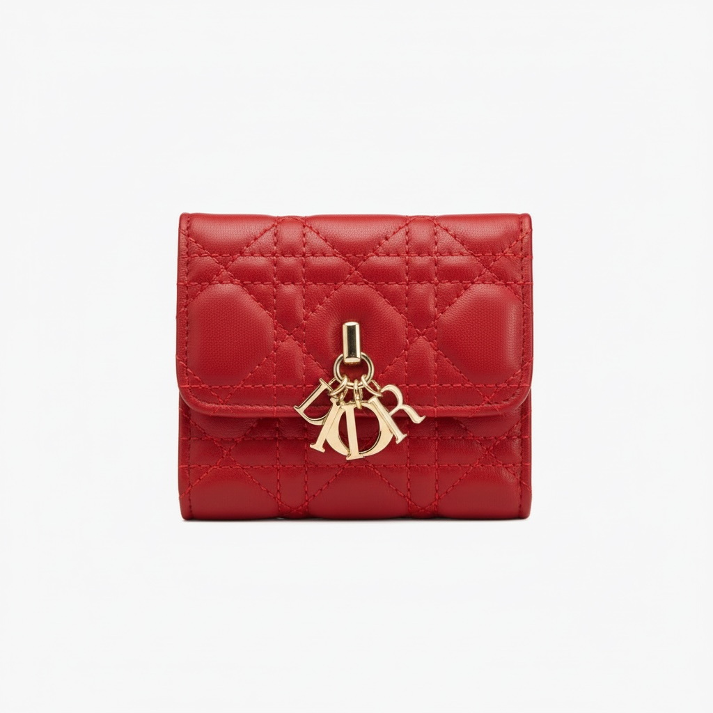 Miss Dior Red Quilted Compact Wallet❤️