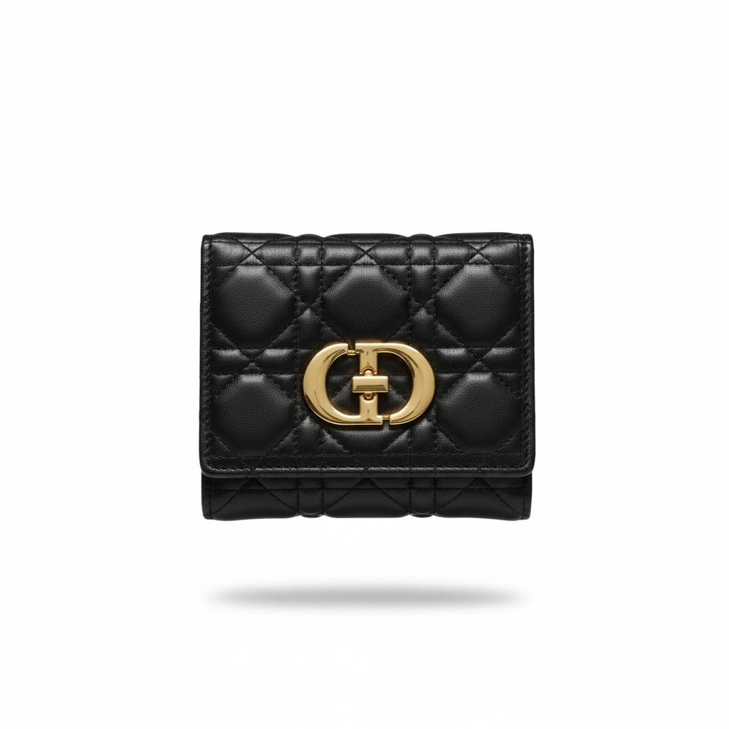 CD Black Quilted Compact Wallet 🖤✨