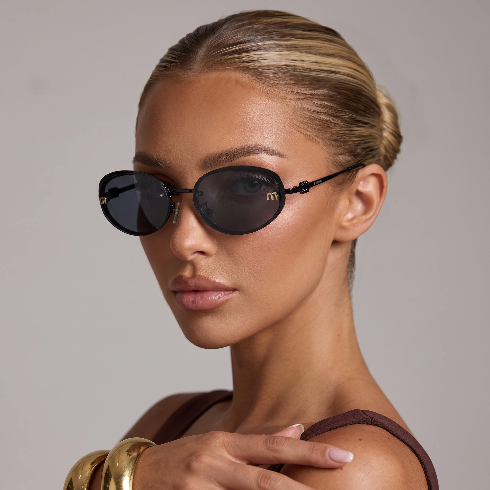 MIU MIU Black Oval Sunglasses – Chic Minimal Luxury ✨🖤