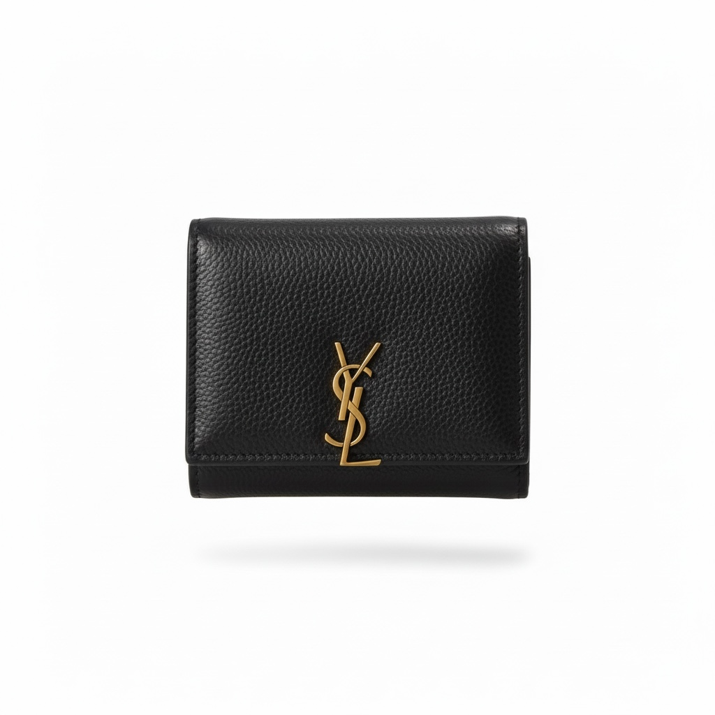 Yves Saint Laurent Black Leather Compact Wallet 🖤✨