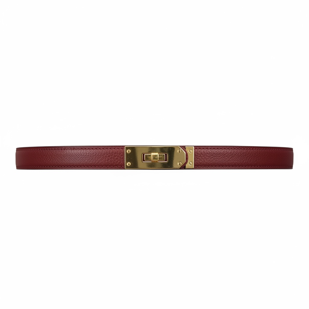 Hermès Reversible Burgundy & Tan Leather Belt with Gold Turnlock Buckle