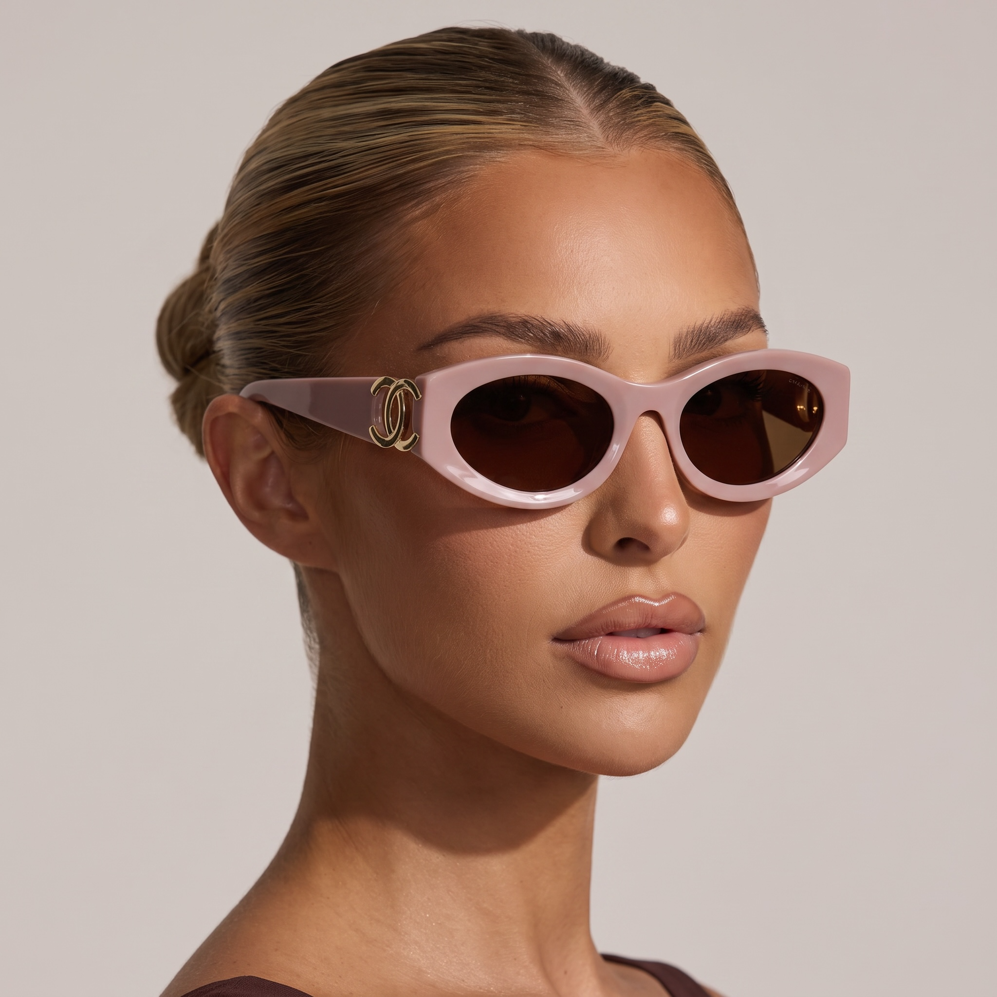 🕶️🤎 Chanel Oval Sunglasses with Gold CC Logo 🤎🕶️