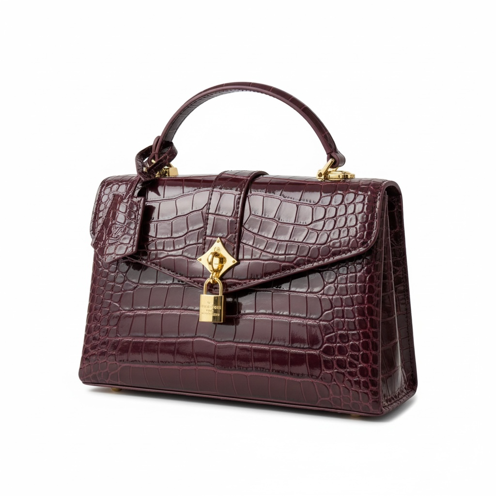 Louis Vuitton Crocodile-Embossed Top-Handle Bag – Burgundy Wine 🍷👜