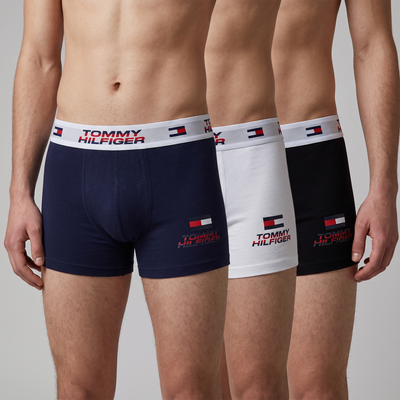Tommy Hilfiger Men’s Boxer Set – 3-Pack Classic Logo Edition (Navy, White, Black)