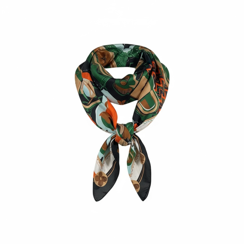 💚 Louis Vuitton Silk Scarf – Monogram Lock & Keys Print ✨