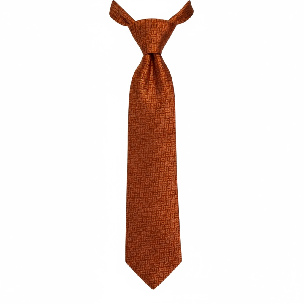🧡 Hermès Luxury Silk Tie – Classic Orange Geometric Pattern 👔✨ | Designer Men’s Necktie