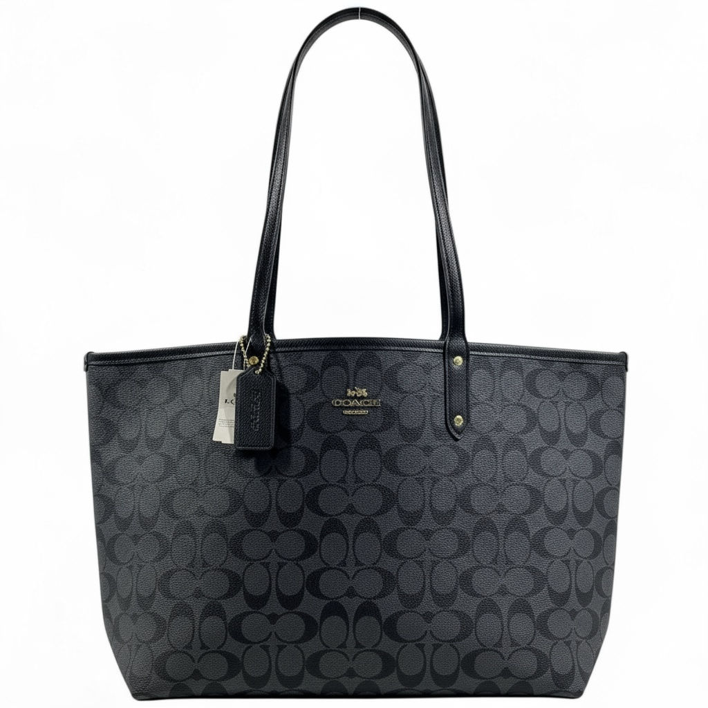 Coach Double-Face Tote Bag 👜🖤✨ | Reversible Monogram Black & Smooth Black • 2-in-1 Luxury Tote
